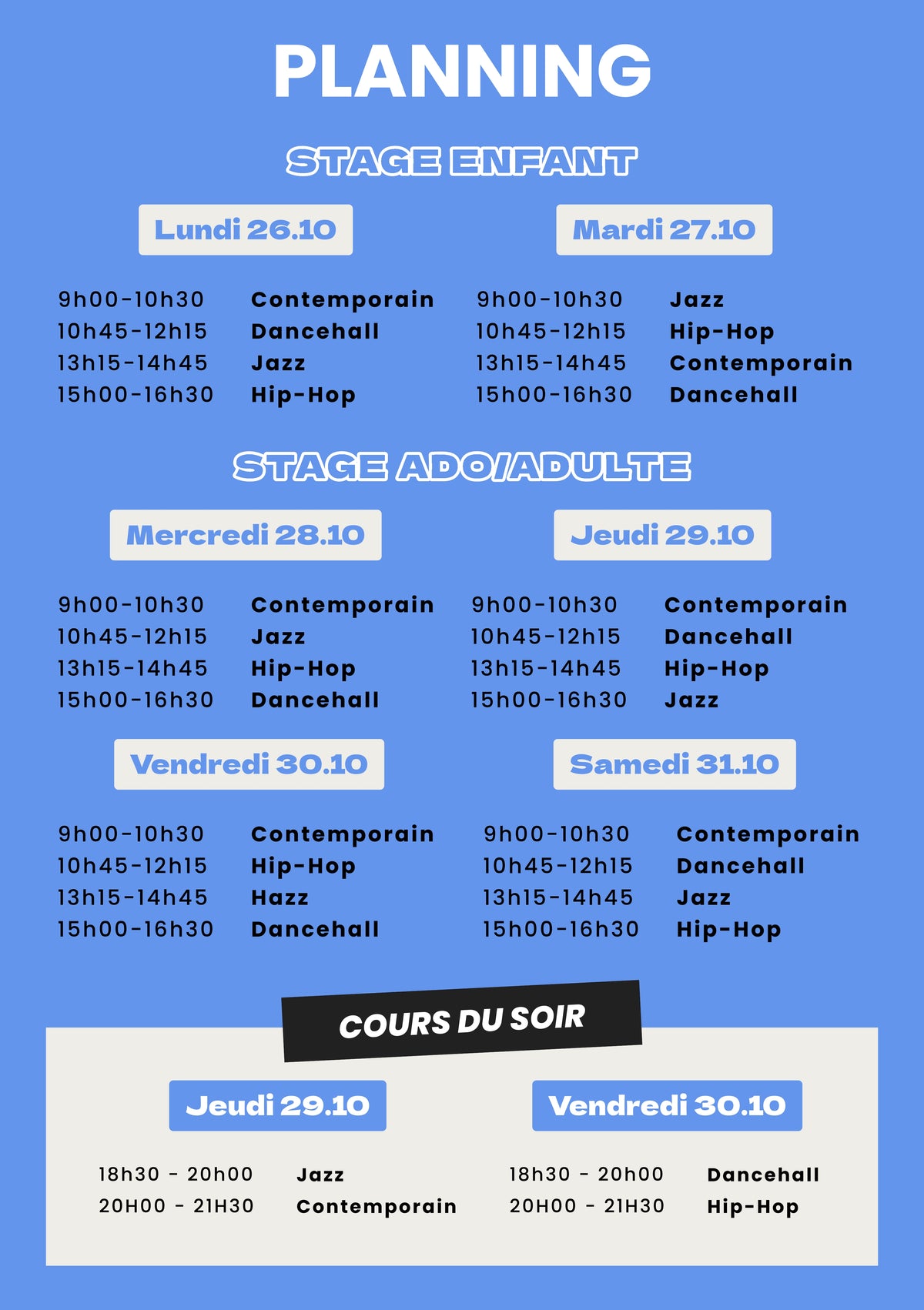 PASS cours du soir - 3 cours